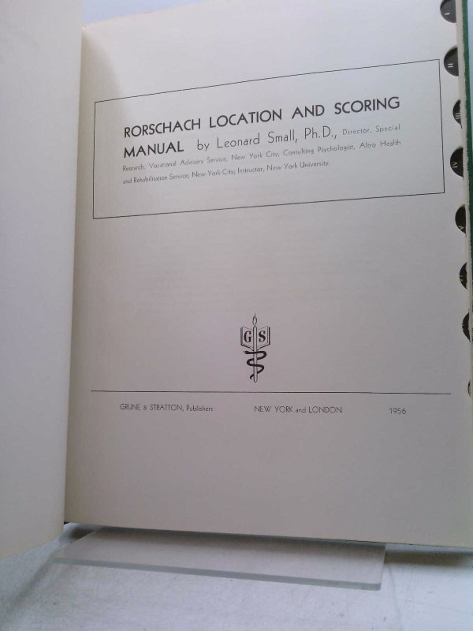 Rorschach Location and Scoring Manual. by Leonard Small | Etsy