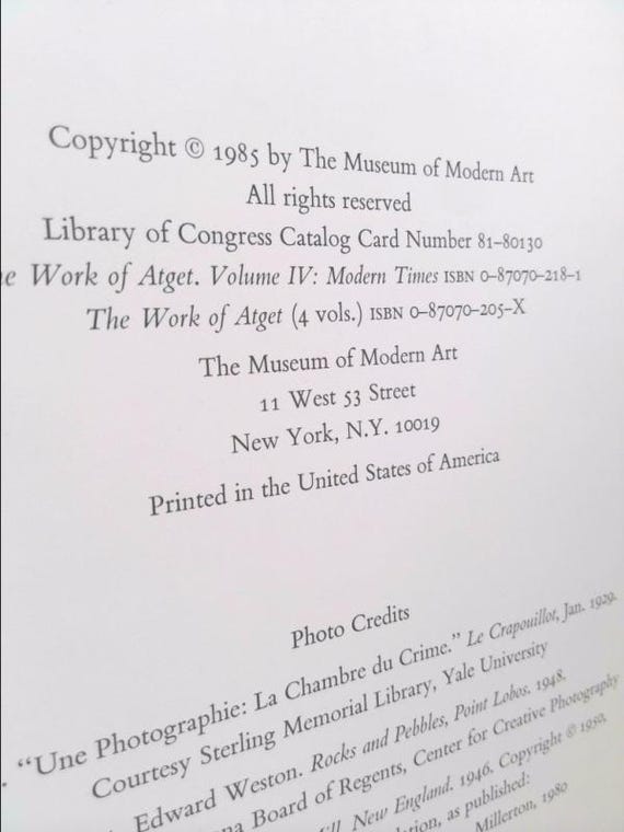 The Work of Atget: Modern Times: Szarkowski, John, Hambourg