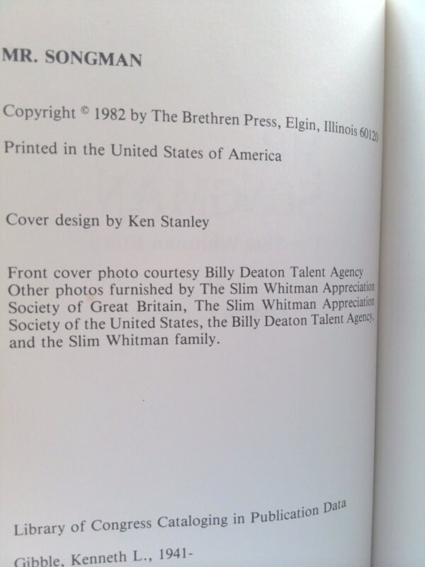 Mr. Songman: the Slim Whitman Story by Kenneth L Gibble - Etsy