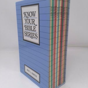 May include: A blue box with the text "Know Your Bible Series" and "Roy L. Smith" on the front. The box contains a set of 10 books with colorful spines.