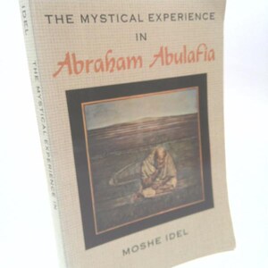 May include: A book titled "The Mystical Experience in Abraham Abulafia" by Moshe Idel. The cover features a painting of a man sitting in a desert landscape.