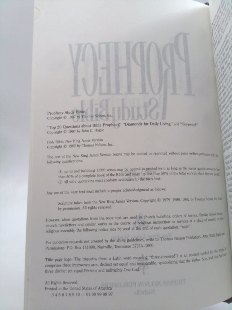 Prophecy Study Bible: New King James Version by Thomas Nelson - Etsy