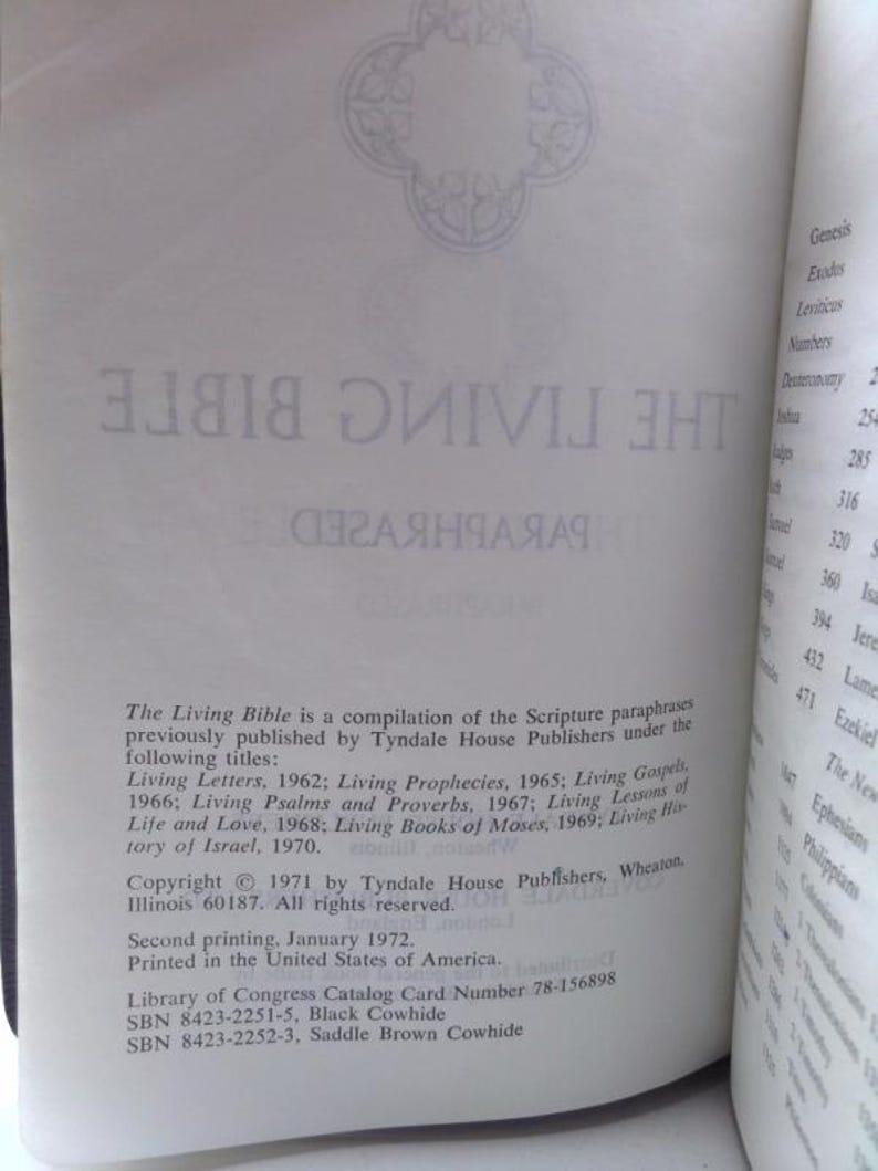 The Living Bible Paraphrased Handy Size Black Genuine Cowhide Leather by Kenneth Taylor image 3