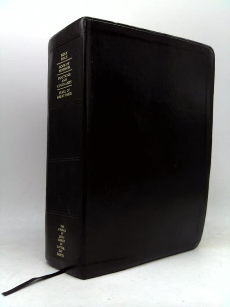 Lds Scriptures - Holy Bible, Book of Mormon, Doctrine and Covenants, Pearl of Great Price (Regular Quad) Black Genuine Leather image 1