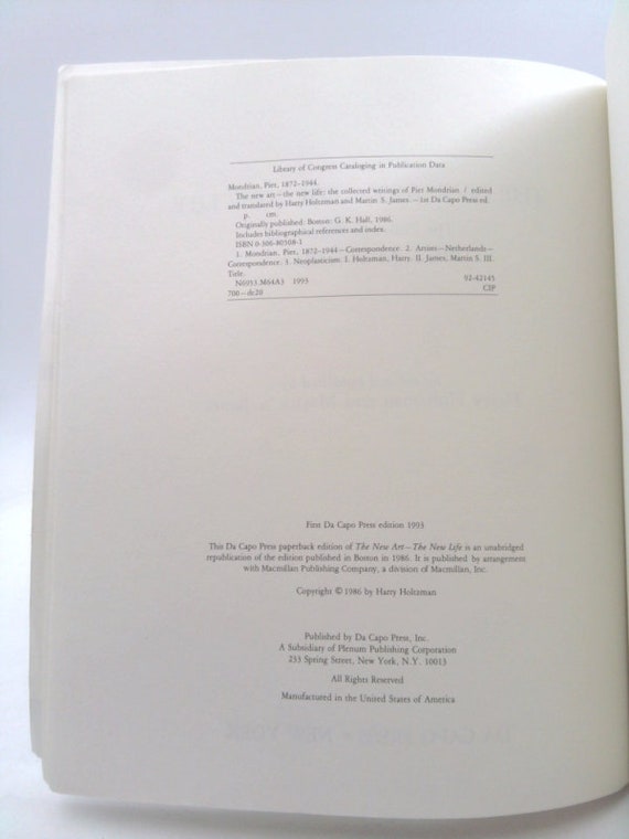希少　The New Art - The New Life The New Art, The New Life: The Collected Writings Of Piet Mondrian