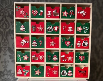 Reusable Christmas Wooden Advent Calendar Hand Painted