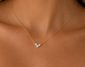 Dainty Heart Necklace S925 Sterling Silver, CZ Heart Pendant Necklace, Gold Silver Minimalist Necklace, Layering Necklace, Gift for Her