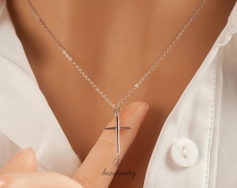 Sterling Silver Cross Necklace • Baptism Confirmation Gift