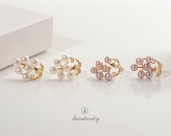 Freshwater Pearl 925 Sterling Silver Stud Earrings • Gold Plated