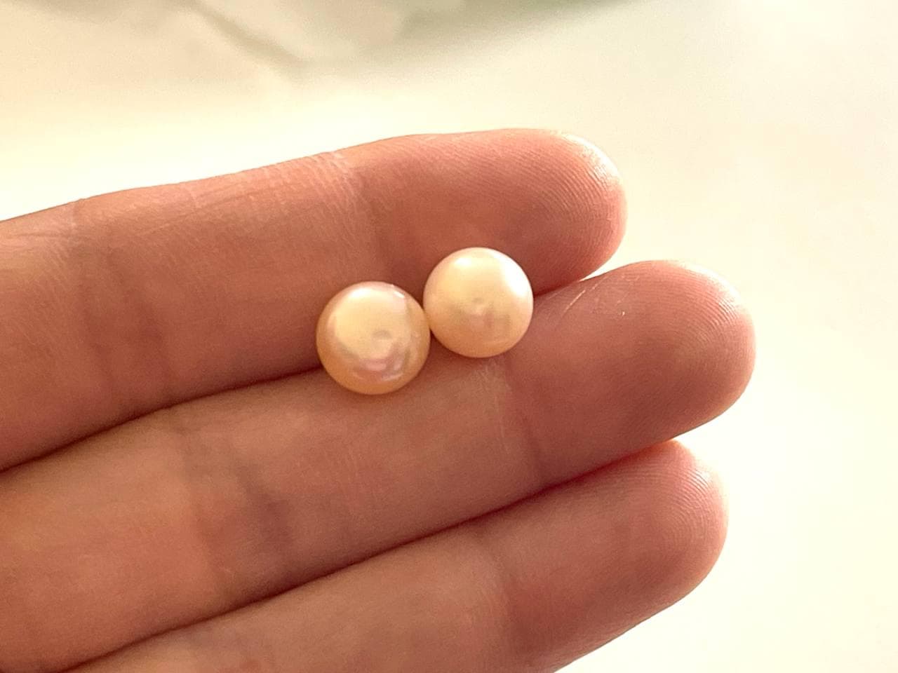 White Orange and Purple Pearl Stud Earrings • 925 Sterling Silver Stud Earrings • Everyday Earrings• Pearl Jewelry •Bridesmaid gift
