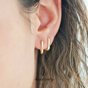 Sterling Silver Oval Hoop Earrings • Gold-Plated Minimalist Huggies