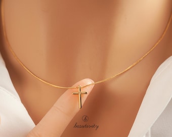 Sterling Silver Cross Necklace • Dainty Religious Pendant