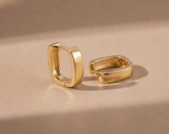 18k Gold-Plated Sterling Silver Oval Hoop Earrings, Minimalist Everyday Jewelry