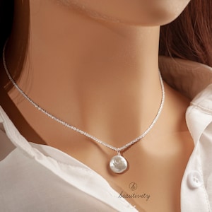 Minimalist Freshwater Pearl Necklace • 925 Sterling Silver Necklace • Bridal Jewelry • Pearl Choker • Wedding Bridesmaids Gift (H060）