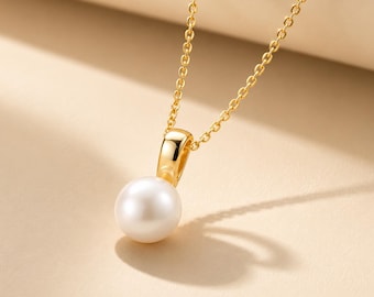 Natural Freshwater Pearl Pendant Necklace, S925 Sterling Silver Pearl Necklace, Dainty Pearl Necklace, Minimalist Jewelry, Gift for Her
