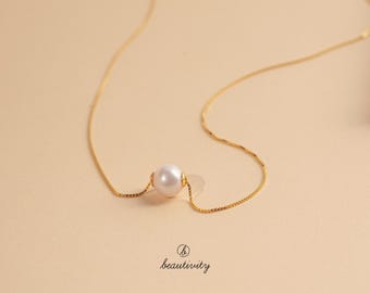 Sterling Silver Freshwater Pearl Necklace • Minimalist Bridal Choker
