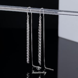 Elegant 925 Sterling Silver Threader Earrings for Brides and Bridesmaids, Dangle Earrings,Minimalist Wedding Jewelry（H038）