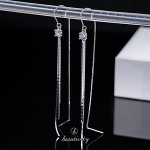 Elegant Sterling Silver Threader Earrings, Minimalist Dangle Wedding Jewelry