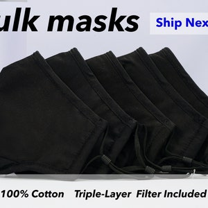 Bulkmasker, bulk gezichtsmasker, zwart gezichtsmasker, maskers met filterzak, uniseks voor mannen en vrouwen, wasbaar, verstelbare neusdraad