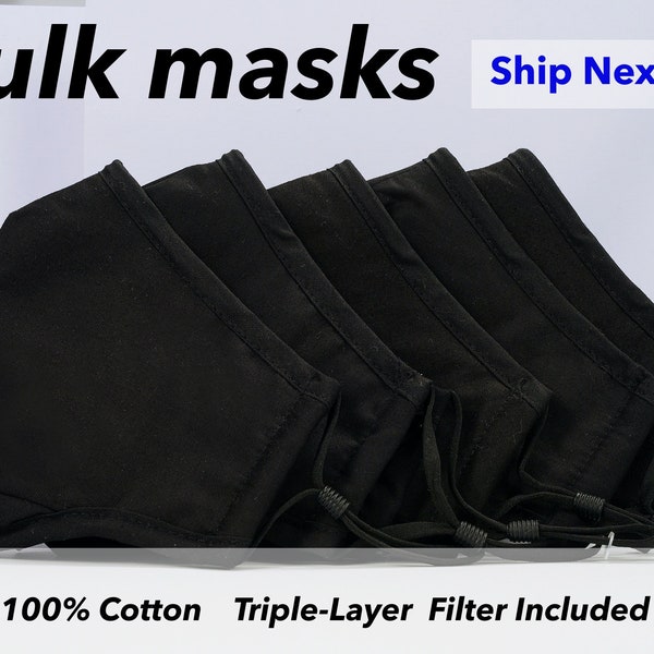 Bulk mask,Bulk Face Mask,Black Face Mask, Masks with Filter Pocket, Unisex for Men and Women,Washable, Adjustable Nose Wire