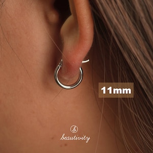 925 Sterling Silver Hoop earrings • Minimalist Gold and Silver Jewelry• Minimalist Huggie Earrings• Perfect Gift for Her（EH015B)