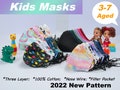 3-7 Years old Kids Face Masks Reusable, with Two Filters, 100% Cotton, Triple layer, Washable, Adjustable Nose Wire, Adjustable Ear Loops