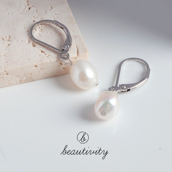 Baroque Pearls Earrings • 925 Sterling Silver Dangle Earrings • Wedding Earring• Pearl Jewelry •Wedding Earrings for brides