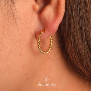 925 Sterling Silver Twisted Hoop earrings • Minimalist Gold and Silver Jewelry• Minimalist Huggie Earrings• Perfect Gift for Her（EB013B)