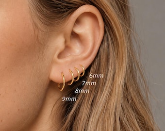 Sterling Silver Hoop Earrings, Small Huggie Earrings, Cartilage Hoop, Helix Earrings, Stacking Earrings, Multiple Sizes 6-15mm, Gift for Her