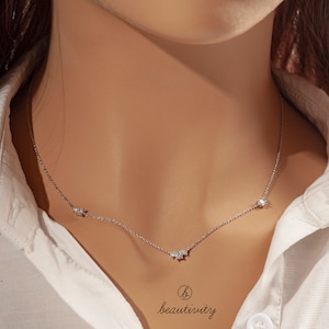 Sterling Silver Zirconia Necklace • Bridal Wedding Choker, Gift for Her