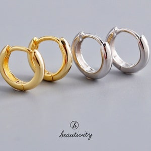 925 Sterling Silver Hoop earrings • Minimalist Gold and Silver Jewelry• Minimalist Huggie Earrings• Perfect Gift for Her(H001)