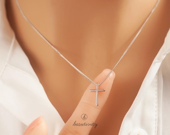 Sterling Silver Cross Necklace • Minimalist Religious Pendant