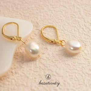 Baroque Pearls Earrings • 925 Sterling Silver Dangle Earrings • Wedding Earring• Pearl Jewelry •Wedding Earrings for brides