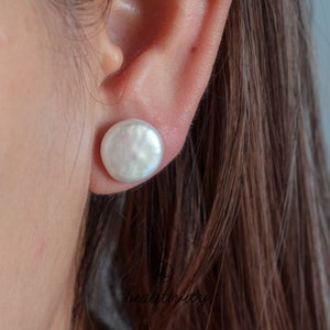 Baroque Pearl Stud Earrings • 925 Sterling Silver Stud Earrings • Everyday Earrings• Pearl Jewelry •Bridesmaid gift(EH022)