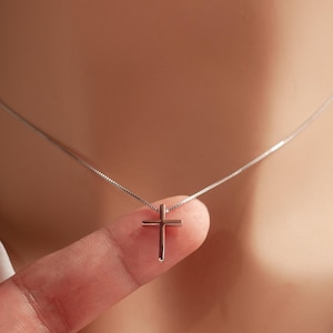 925 Sterling Silver Delicate Cross Necklace • Baptism Confirmation Gift