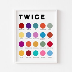 TWICE Singles Color Palette Print | Twice Music Print | Minimalist Wall Art Hanging | KPOP Digital Print