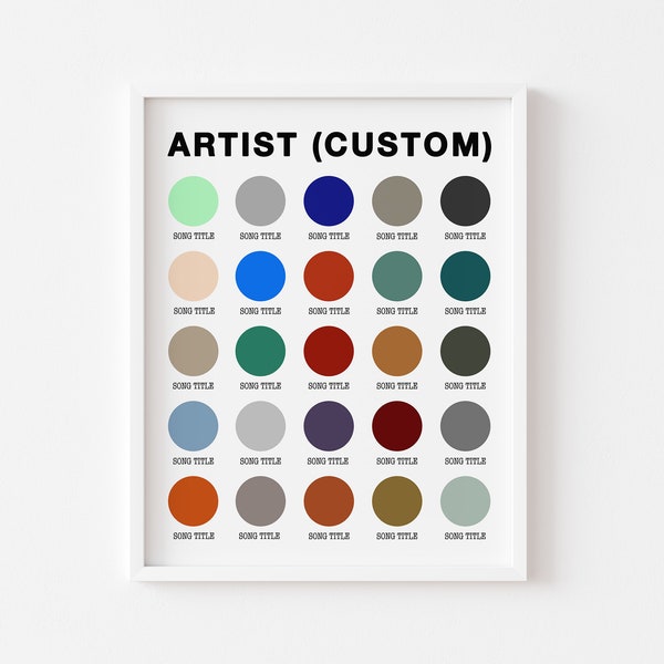AANGEPASTE kleurenpalet afdrukken | Gepersonaliseerde bandposter | Aangepaste digitale download