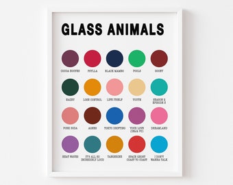 GLASS ANIMALS Singles Color Palette Print | Minimalist Glass Animals Poster | Personalized Digital Download