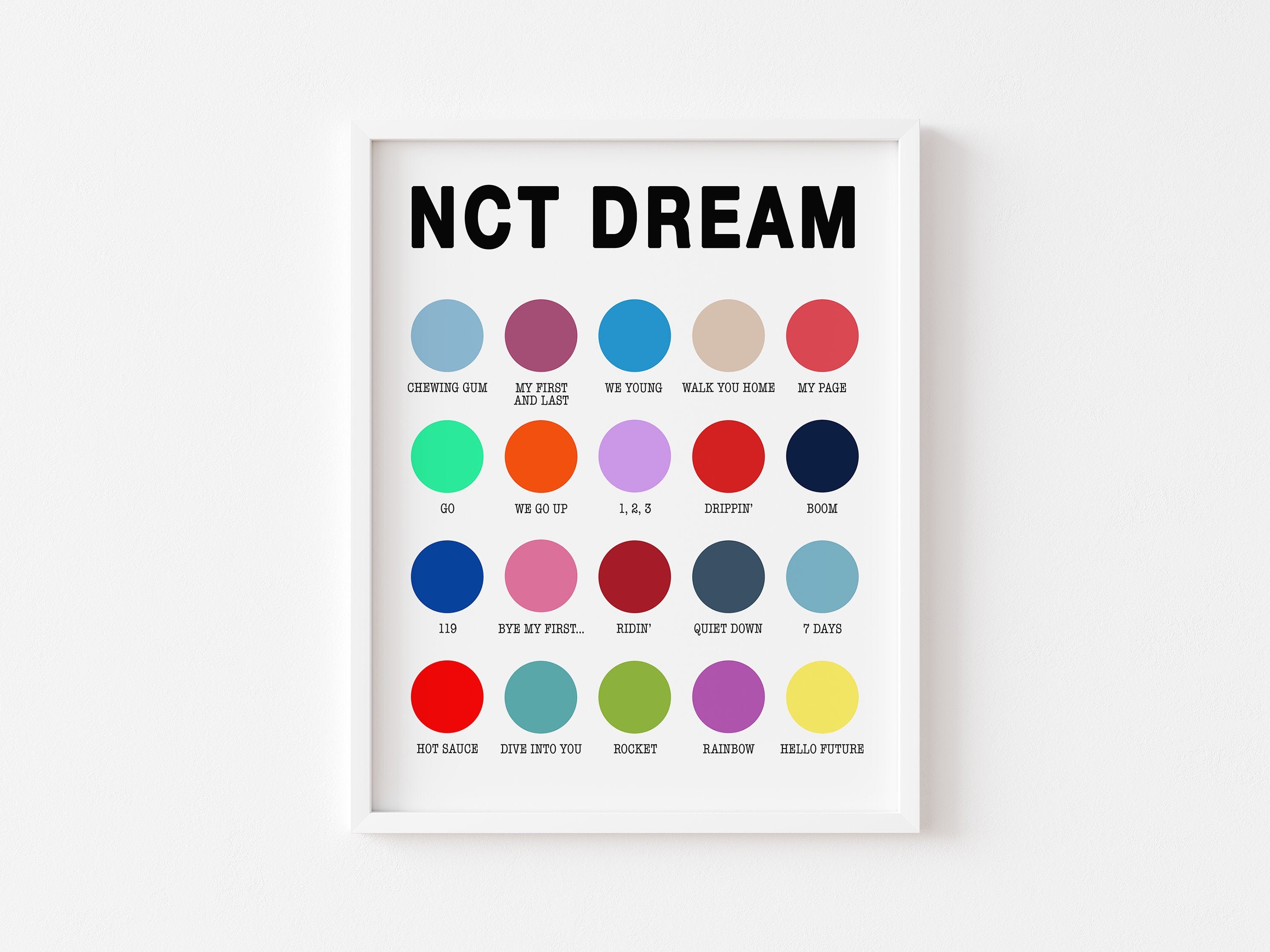 NCT DREAM Favorite Songs Color Palette Print Personalized Etsy UK