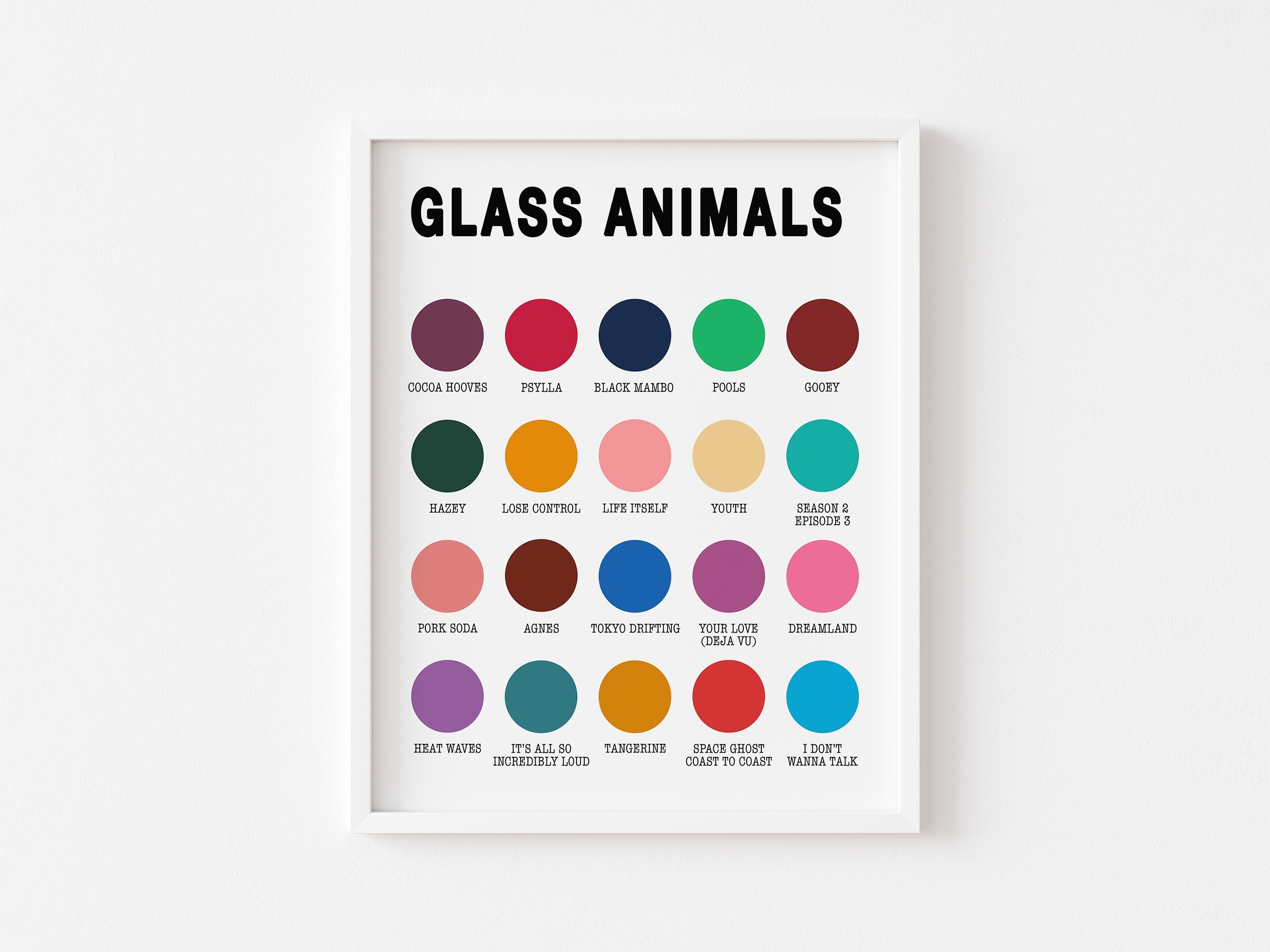 GLASS ANIMALS Singles Color Palette Print Minimalist Glass - Etsy Norway GLASS ANIMALS Singles Color Palette Print Minimalist Glass - Etsy Norway