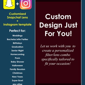 2 for 1 FULLY Customized Snapchat Filter + Instagram Filter - Instagram story template - Snapchat lens - Instagram Sticker