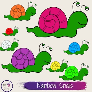 Clip Art lumaca arcobaleno, lumache, JPG, PNG uso commerciale