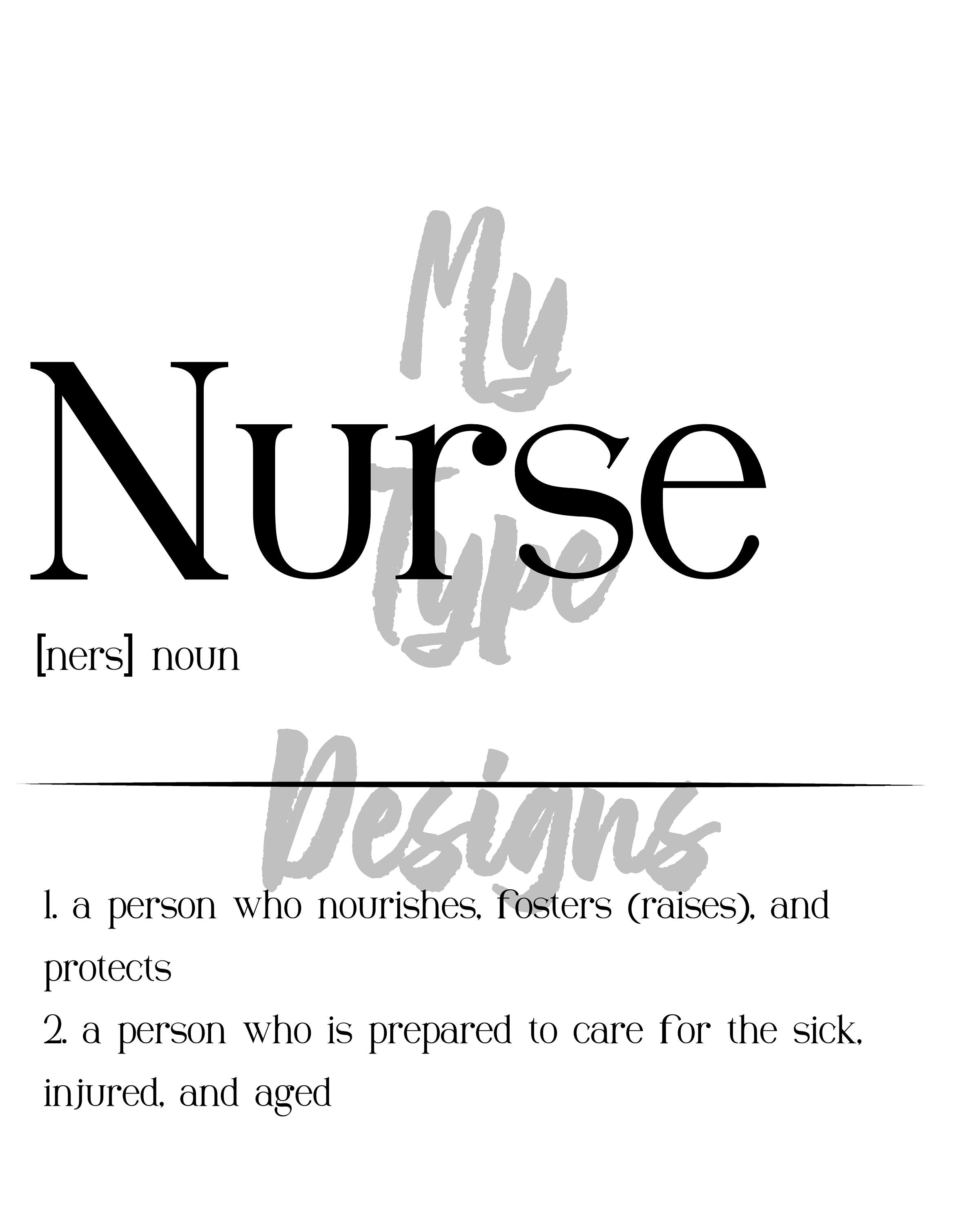 Nurse Dictionary Definition Sign 8x10 Printable Instant Etsy