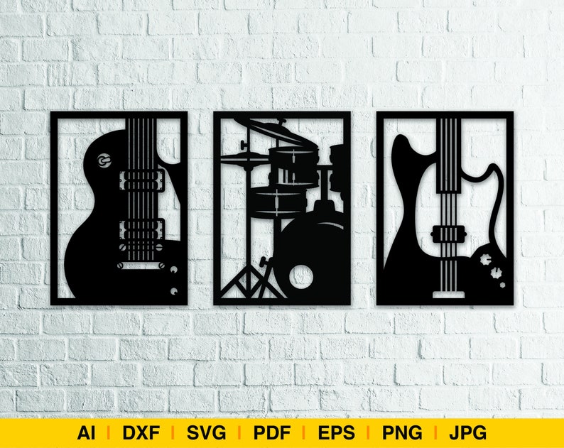 Musical Instrument Frame Svg, Bundle Music Instrument Laser, Bass ...