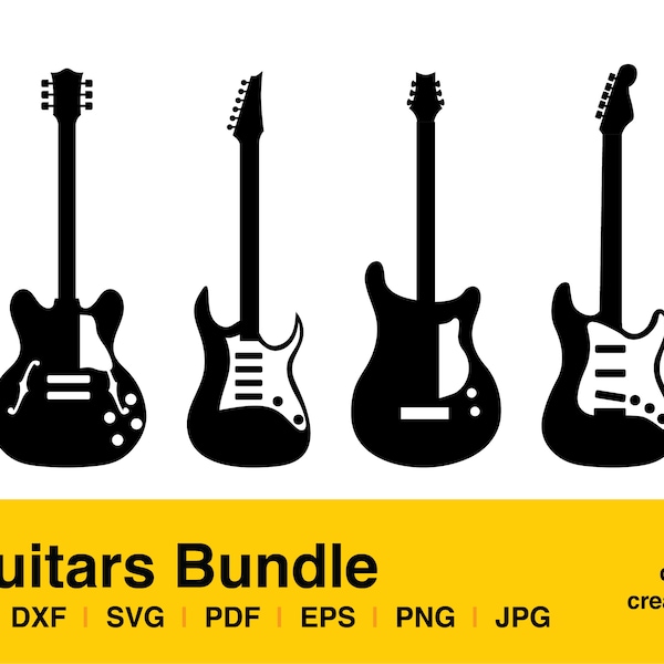 Guitar Bundle / Vector Artwork, SVG File Cutting, EPS, PNG Transparent background, cutting files for Silhouette Studio and Cricut Design