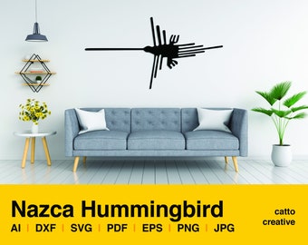ナスカのハチドリの線 / ベクターアートワーク、SVG ファイル カッティング、EPS、PNG 透明背景、Cameo および Cricut Design 用のカッティング ファイル、レーザー