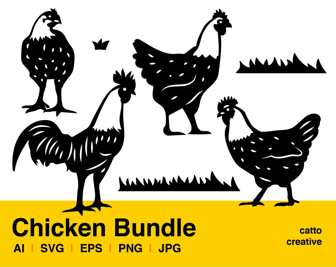 Vector Lettering Chicken Bundle Chicken Bundle / Vector Artwork, SVG File Cutting, EPS, PNG Transparent ...