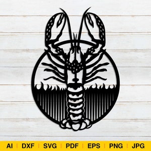 Lobster Artwork. Laser cut files SVG, DXF, vector file, glowforge files, laser pattern, laser file, laser svg, laser cut, cricut, cameo