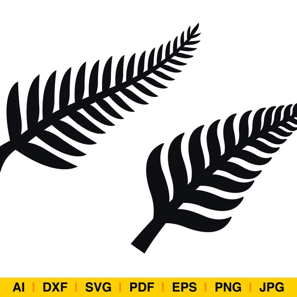 New Zealand Silver Fern / Silverfern, SVG File, EPS, Dfx cutting files for Silhouette Studio, Cricut PNG Kiwi Fern native fern nz all blacks