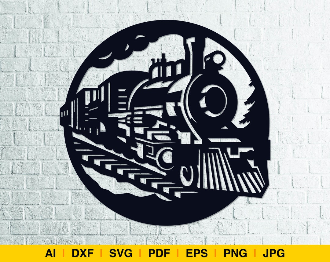 Train Steam Wall Artwork. Decor SVG, DXF, Glowforge Files, Laser ...